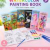 Kids Water Colour Drawing Book with watercolor palette and paint brushes for children