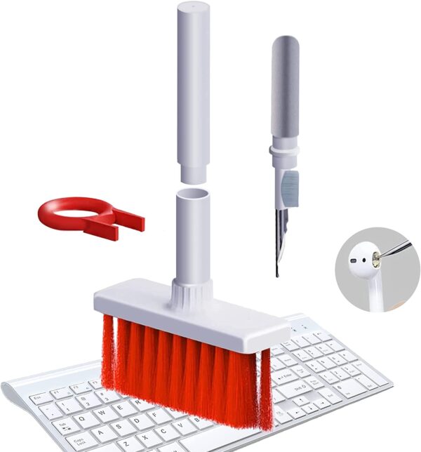 Keyboard Cleaning Brush with Flocking Sponge Metal Tip and Key Puller